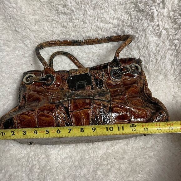 Unbranded Vera Pelle genuine leather croc print embossed shades of brown Satchel - Picture 10 of 14